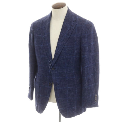 [Used] Brilla per il gusto Wool linen silk check tailored jacket Navy x blue [50] [Condition rank B] [Men&