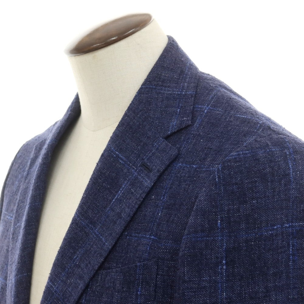 [Used] Brilla per il gusto Wool linen silk check tailored jacket Navy x blue [50] [Condition rank B] [Men&