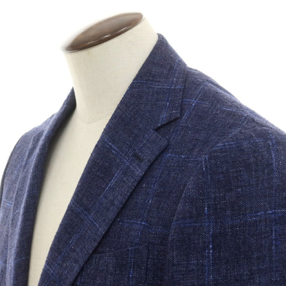 [Used] Brilla per il gusto Wool linen silk check tailored jacket Navy x blue [50] [Condition rank B] [Men&