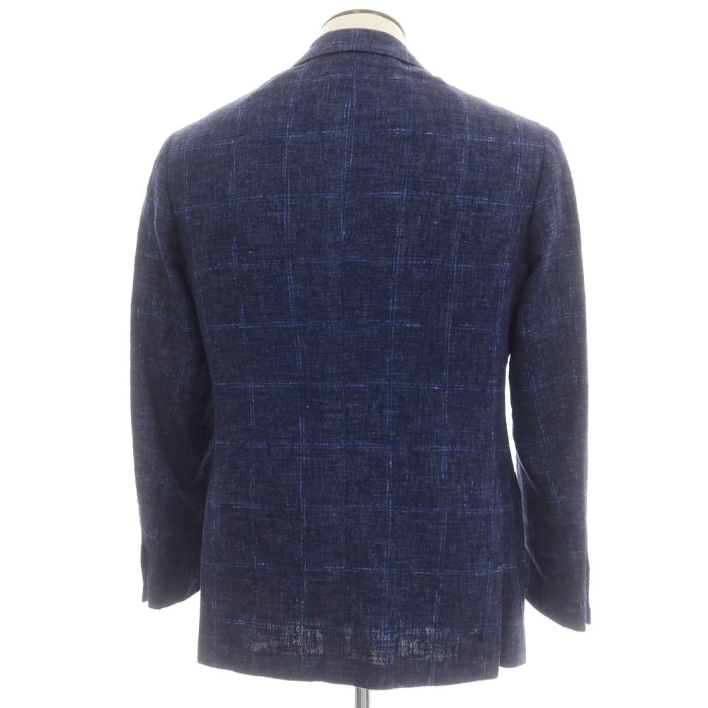 [Used] Brilla per il gusto Wool linen silk check tailored jacket Navy x blue [50] [Condition rank B] [Men&