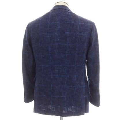 [Used] Brilla per il gusto Wool linen silk check tailored jacket Navy x blue [50] [Condition rank B] [Men&