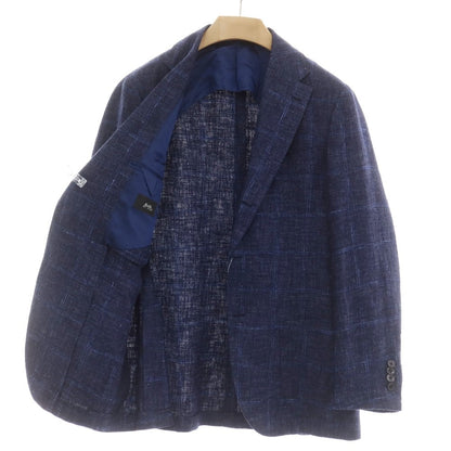[Used] Brilla per il gusto Wool linen silk check tailored jacket Navy x blue [50] [Condition rank B] [Men&
