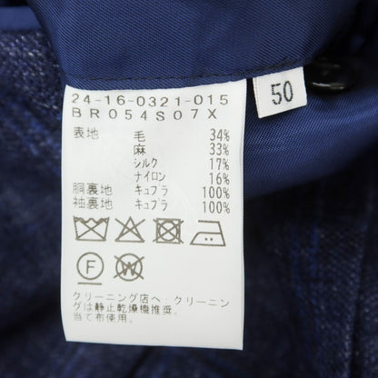 [Used] Brilla per il gusto Wool linen silk check tailored jacket Navy x blue [50] [Condition rank B] [Men&