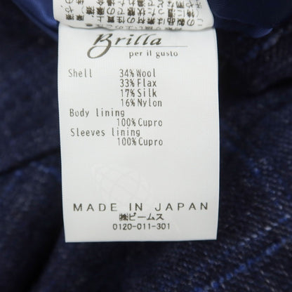 [Used] Brilla per il gusto Wool linen silk check tailored jacket Navy x blue [50] [Condition rank B] [Men&