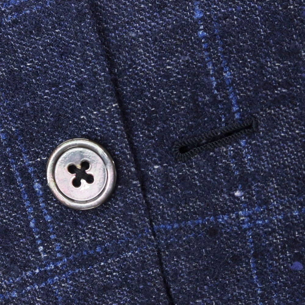 [Used] Brilla per il gusto Wool linen silk check tailored jacket Navy x blue [50] [Condition rank B] [Men&