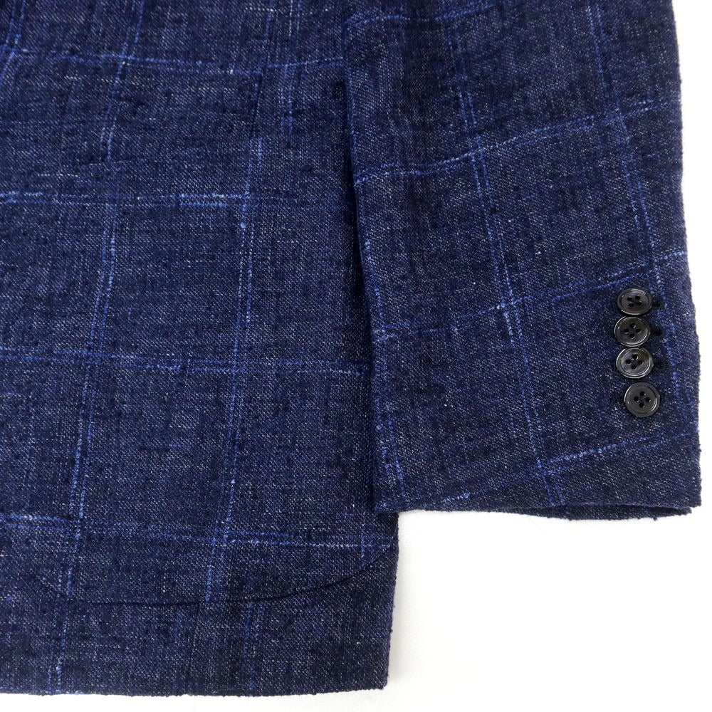 [Used] Brilla per il gusto Wool linen silk check tailored jacket Navy x blue [50] [Condition rank B] [Men&