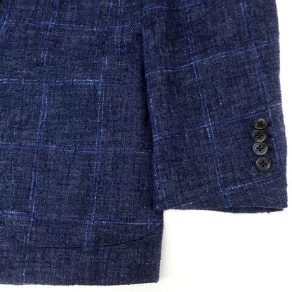 [Used] Brilla per il gusto Wool linen silk check tailored jacket Navy x blue [50] [Condition rank B] [Men&