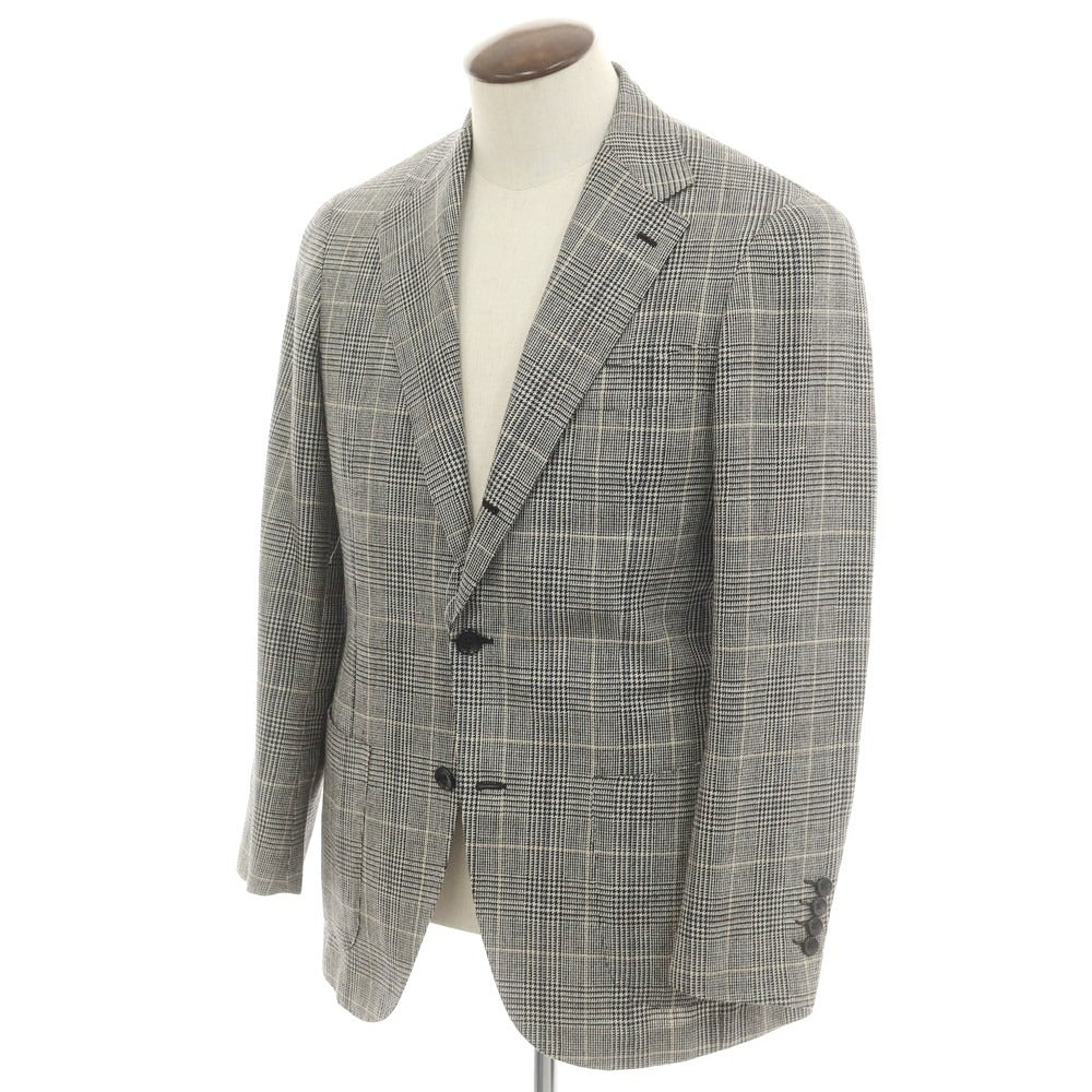[Used] Brilla per il gusto Wool silk linen check tailored jacket Light beige x black [50] [Condition rank B] [Men&