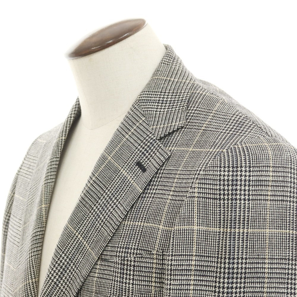 [Used] Brilla per il gusto Wool silk linen check tailored jacket Light beige x black [50] [Condition rank B] [Men&