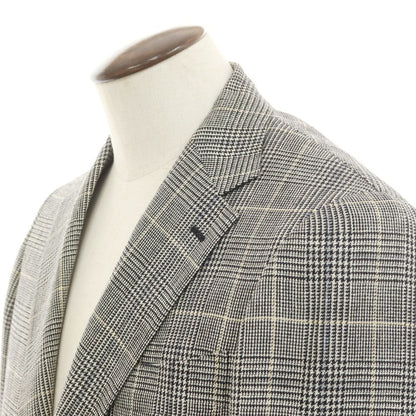 [Used] Brilla per il gusto Wool silk linen check tailored jacket Light beige x black [50] [Condition rank B] [Men&