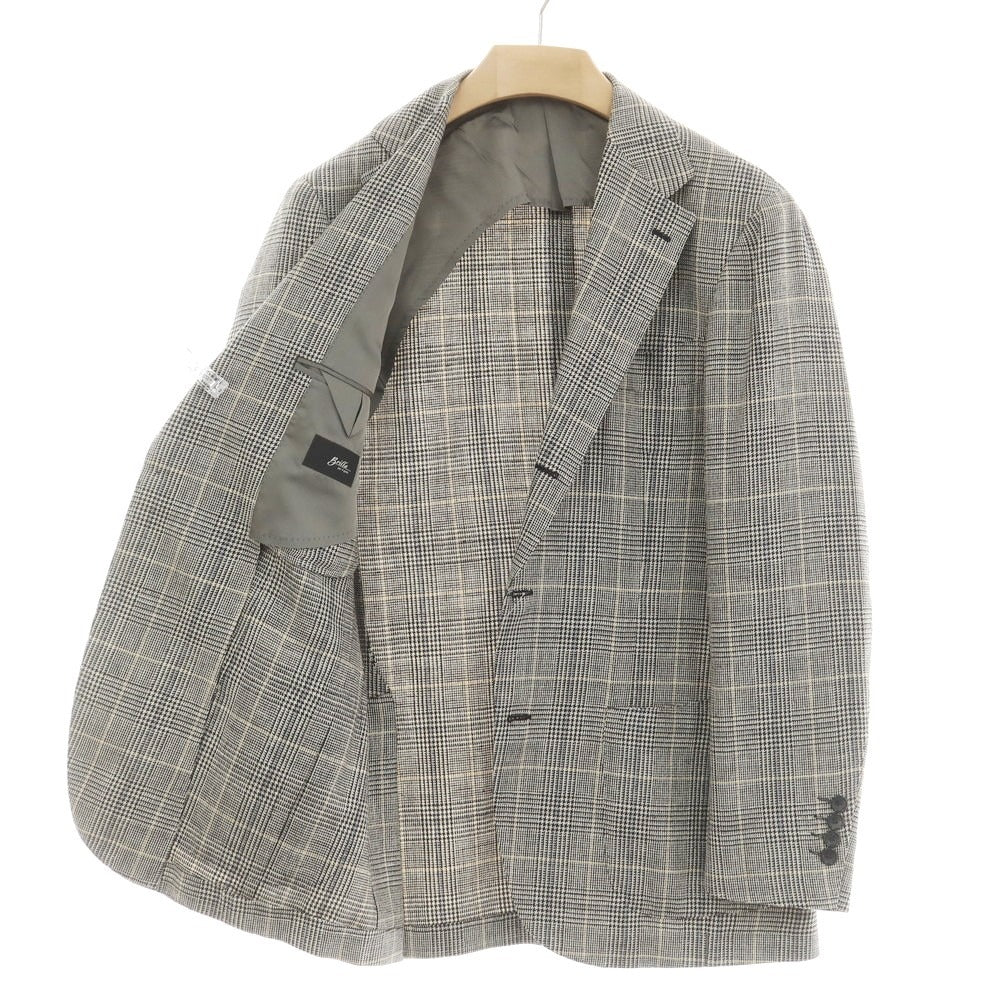 [Used] Brilla per il gusto Wool silk linen check tailored jacket Light beige x black [50] [Condition rank B] [Men&