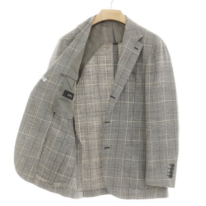 [Used] Brilla per il gusto Wool silk linen check tailored jacket Light beige x black [50] [Condition rank B] [Men&