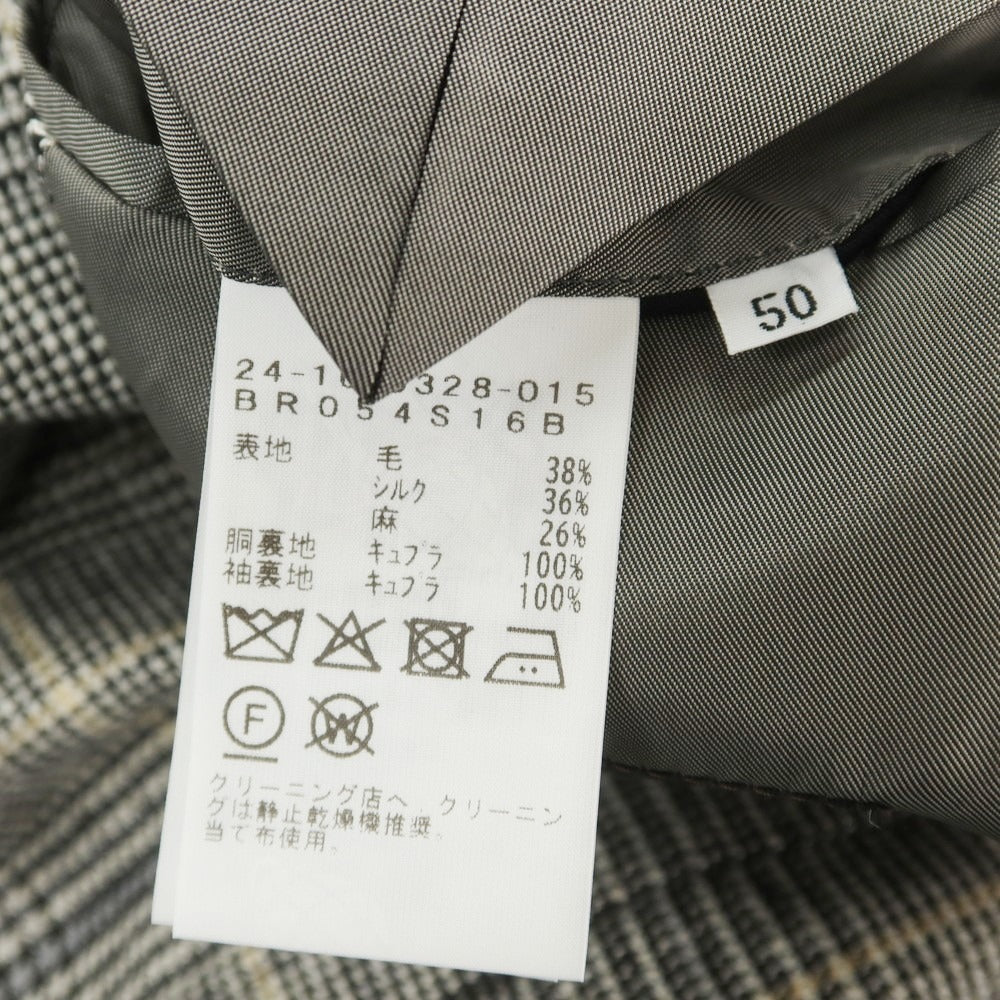 [Used] Brilla per il gusto Wool silk linen check tailored jacket Light beige x black [50] [Condition rank B] [Men&