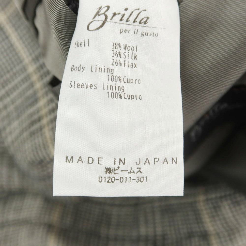 [Used] Brilla per il gusto Wool silk linen check tailored jacket Light beige x black [50] [Condition rank B] [Men&