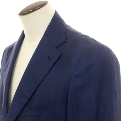 [Used] TAGLIATORE Herringbone Wool 3-Button Suit Navy Blue [52] [Condition Rank B] [Men&