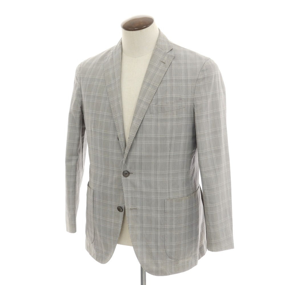 【中古】ボリオリ BOGLIOLI DOVER コットン チェック カジュアルジャケット グレー系【 50 】【 状態ランクC 】【 メンズ 】