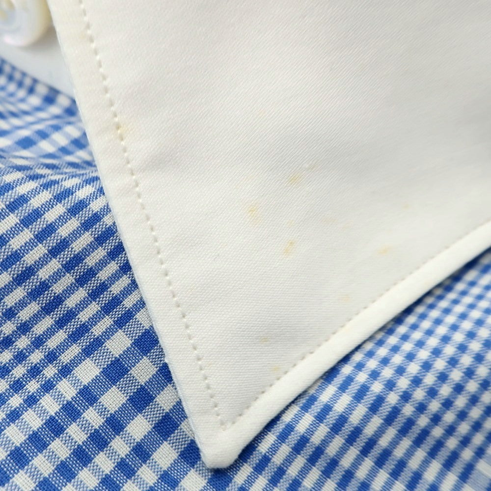 【中古】フィナモレ Finamore コットン チェック レギュラーカラー ドレスシャツ ブルーxホワイト【 41 】【 状態ランクC 】【 メンズ 】