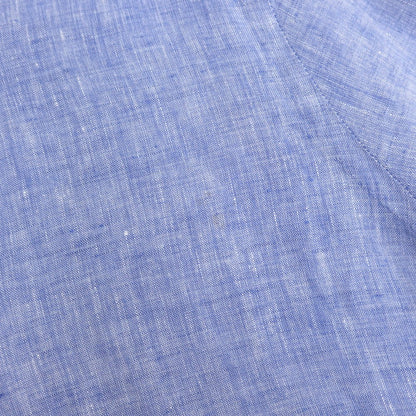 【中古】フィナモレ Finamore リネン ホリゾンタルカラー 半袖シャツ ブルー【 41 】【 状態ランクB 】【 メンズ 】