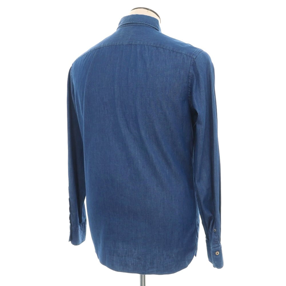 【中古】ボリエッロ BORRIELLO コットン ワイドカラー カジュアルシャツ ブルー【 41 】【 状態ランクC 】【 メンズ 】