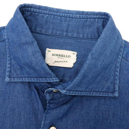 【中古】ボリエッロ BORRIELLO コットン ワイドカラー カジュアルシャツ ブルー【 41 】【 状態ランクC 】【 メンズ 】