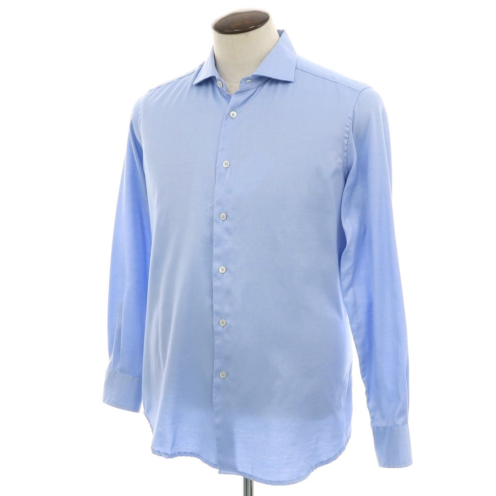【中古】バグッタ Bagutta ストレッチ コットン ワイドカラー ドレスシャツ ライトブルー【 42 】【 状態ランクC 】【 メンズ 】