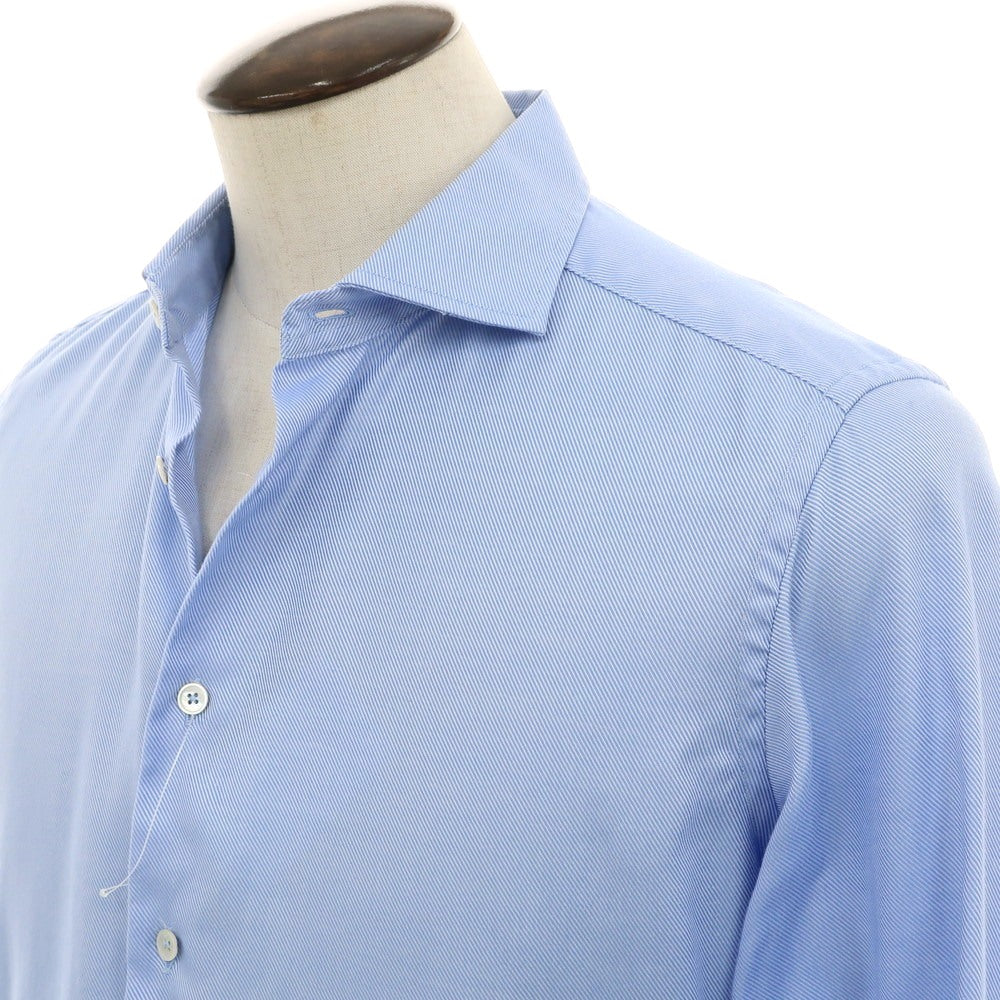 【中古】バグッタ Bagutta ストレッチ コットン ワイドカラー ドレスシャツ ライトブルー【 42 】【 状態ランクC 】【 メンズ 】