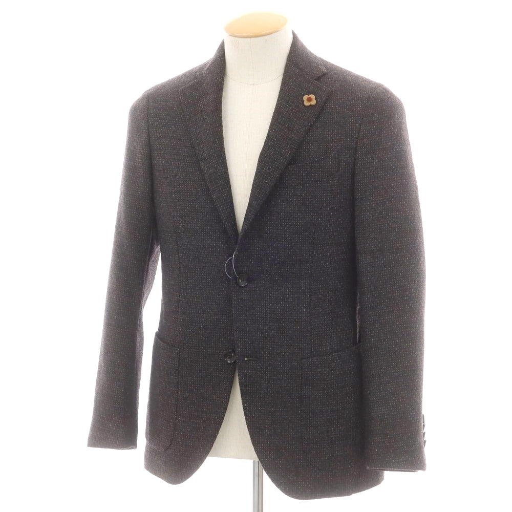 【中古】ラルディーニ LARDINI ウール テーラードジャケット グレーxブラウン【 42 】【 状態ランクB 】【 メンズ 】