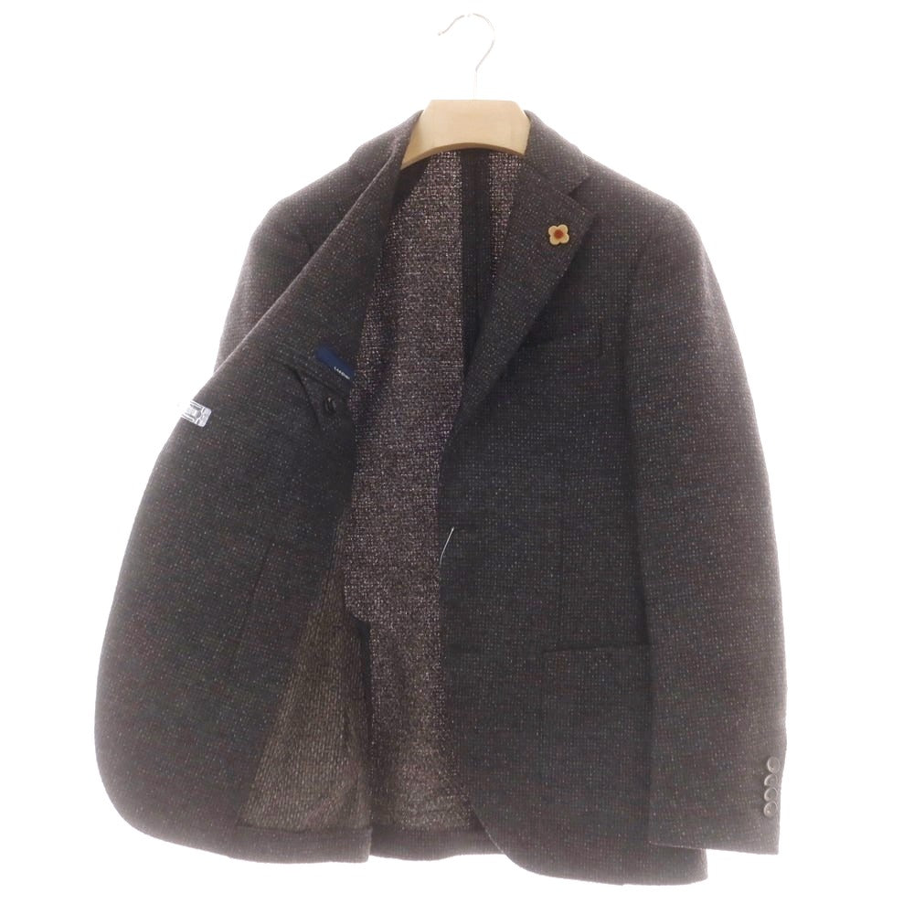 【中古】ラルディーニ LARDINI ウール テーラードジャケット グレーxブラウン【 42 】【 状態ランクB 】【 メンズ 】[CPD]