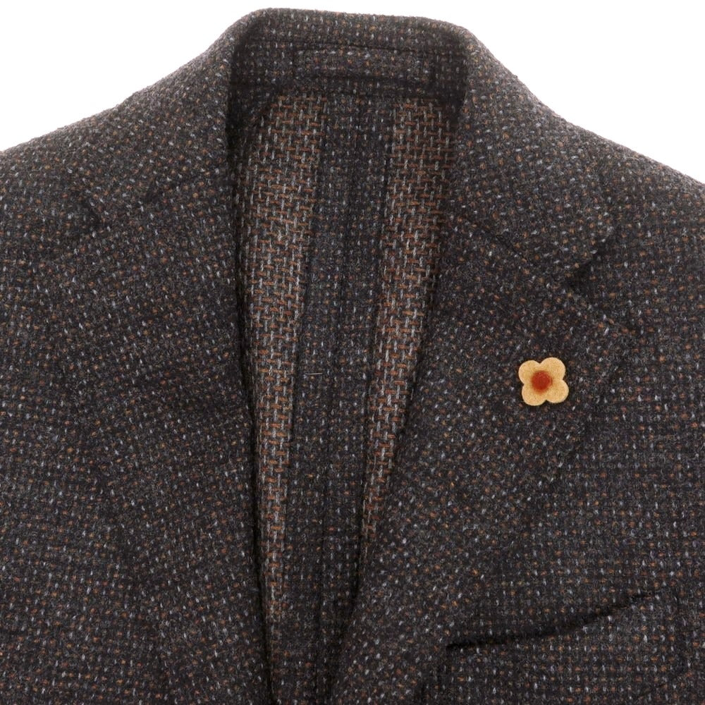 【中古】ラルディーニ LARDINI ウール テーラードジャケット グレーxブラウン【 42 】【 状態ランクB 】【 メンズ 】[CPD]