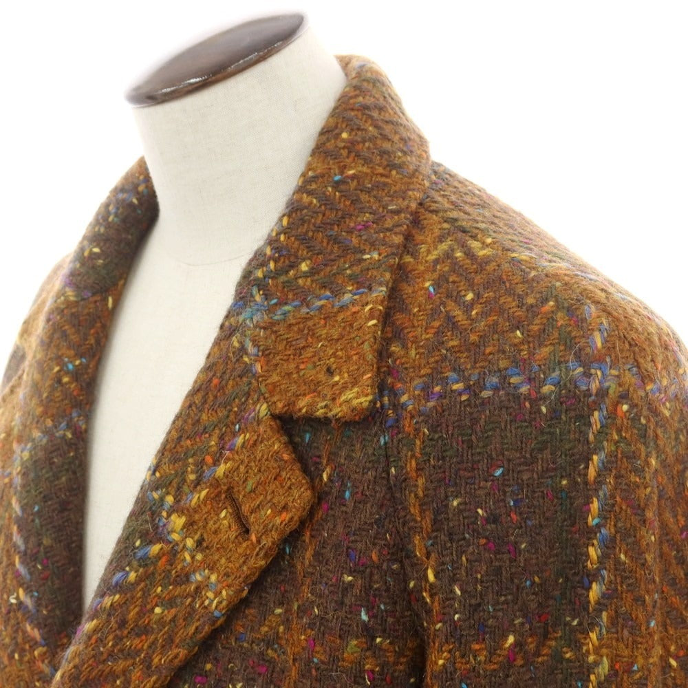【新品】エルネスト ernesto GFB ツイードウール チェック チェスターフィールドコート ブラウン系【サイズ50 Drop8】【 状態ランクN 】【 メンズ 】[EPD]