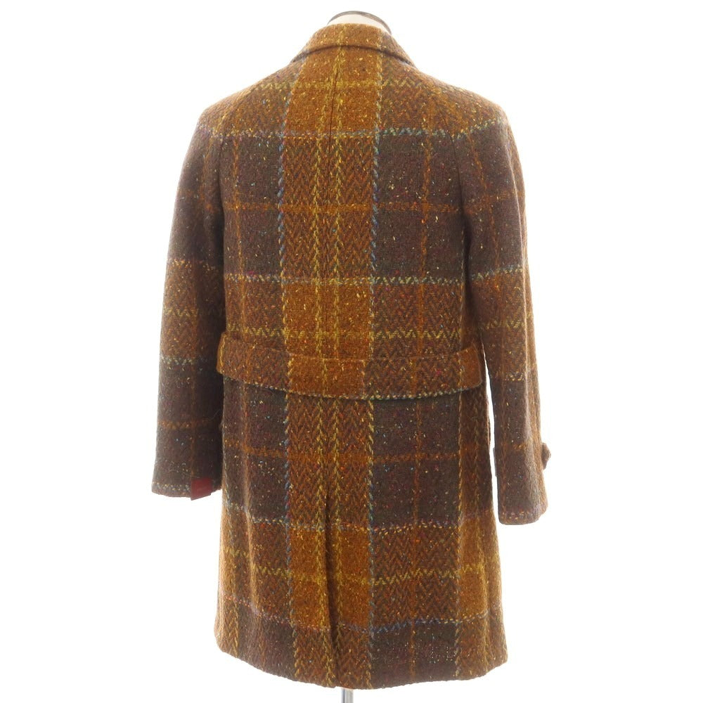 【新品】エルネスト ernesto GFB ツイードウール チェック チェスターフィールドコート ブラウン系【 50 Drop8 】【 状態ランクN 】【 メンズ 】