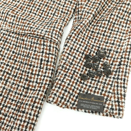 【新品】ジャン フランコ ボメザドリ Gian Franco Bommezzadri ウールシルク チェック テーラードジャケット ブラウンxホワイト系【 46 Drop6 】【 状態ランクN 】【 メンズ 】