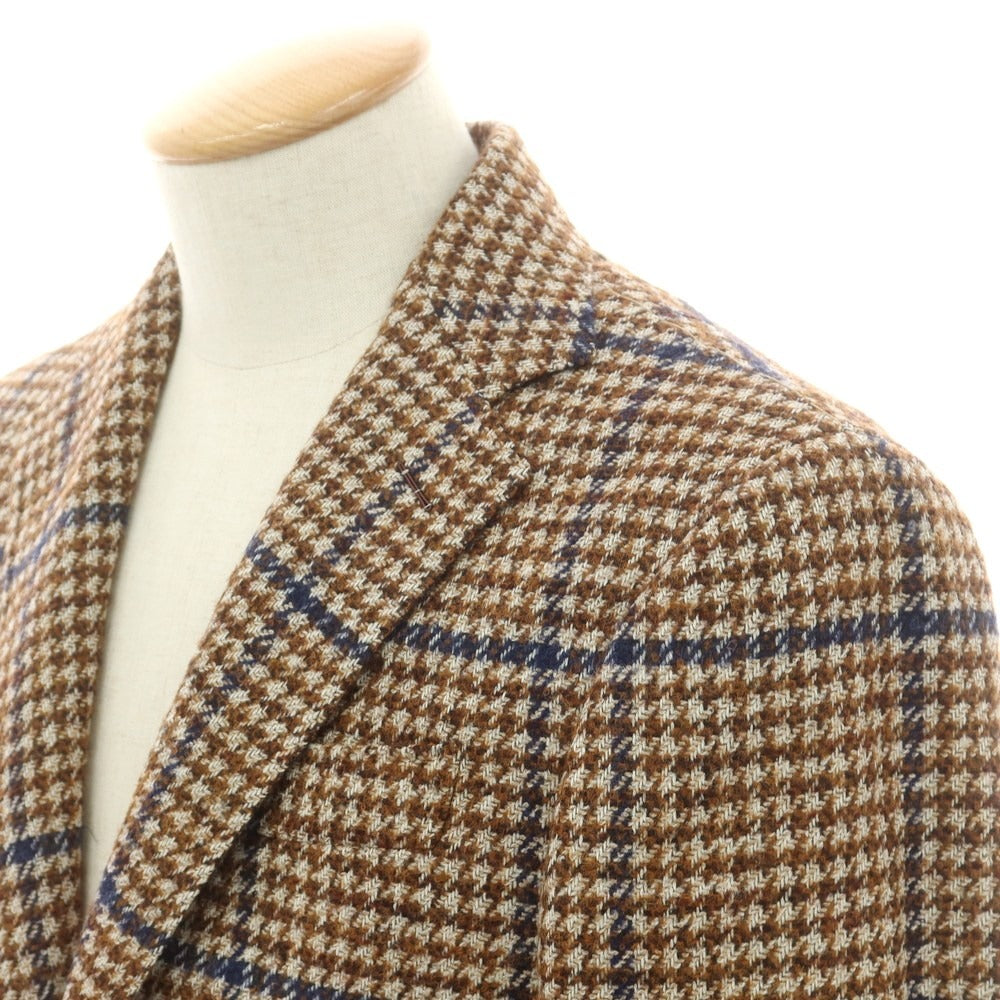 【新品】ジャン フランコ ボメザドリ Gian Franco Bommezzadri テーラードジャケット ブラウンxホワイト系【サイズ44 Drop6】【 状態ランクN 】【 メンズ 】[EPD]