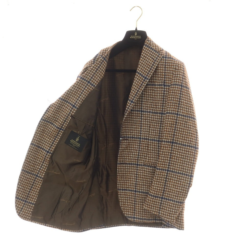 【新品】ジャン フランコ ボメザドリ Gian Franco Bommezzadri テーラードジャケット ブラウンxホワイト系【サイズ50 Drop6】【 状態ランクN 】【 メンズ 】[EPD]