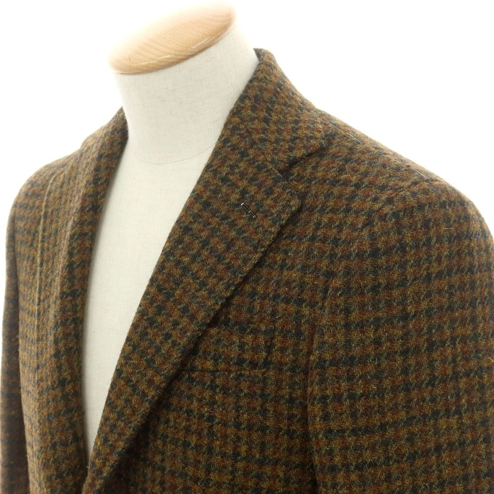【新品】ジャン フランコ ボメザドリ Gian Franco Bommezzadri ツイードウール チェック テーラードジャケット オリーブxブラウン系【 44 Drop6 】【 状態ランクN 】【 メンズ 】