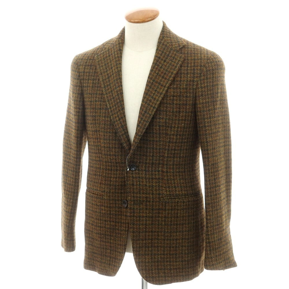 【新品】ジャン フランコ ボメザドリ Gian Franco Bommezzadri ツイードウール チェック テーラードジャケット オリーブxブラウン系【 46 Drop6 】【 状態ランクN 】【 メンズ 】