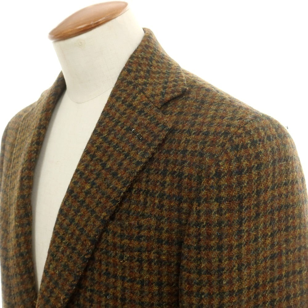【新品】ジャン フランコ ボメザドリ Gian Franco Bommezzadri ツイードウール チェック テーラードジャケット オリーブxブラウン系【 48 Drop6 】【 状態ランクN 】【 メンズ 】