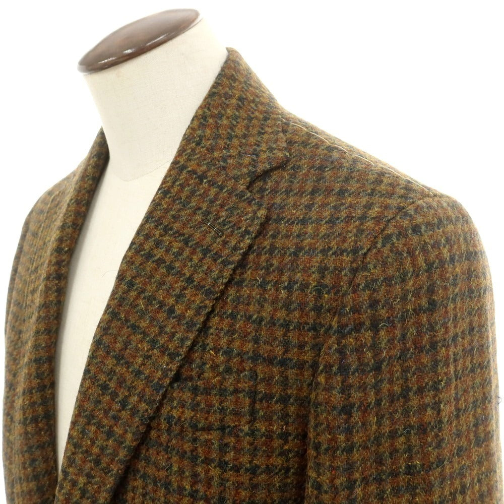 【新品】ジャン フランコ ボメザドリ Gian Franco Bommezzadri ツイードウール チェック テーラードジャケット オリーブxブラウン系【 52 Drop6 】【 状態ランクN 】【 メンズ 】