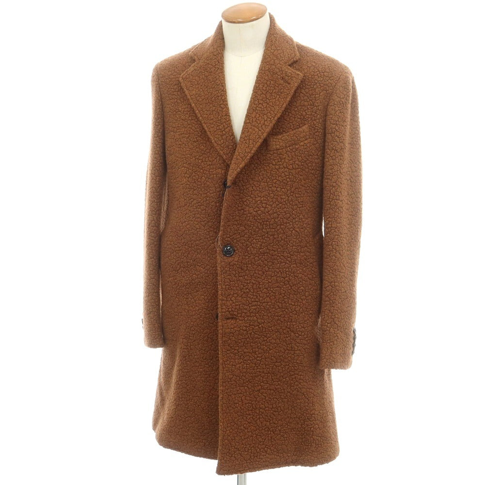 【新品】ドルモア DRUMOHR ウールナイロンポリエステル ボア チェスターフィールドコート ブラウン【 48 】【 状態ランクN 】【 メンズ 】