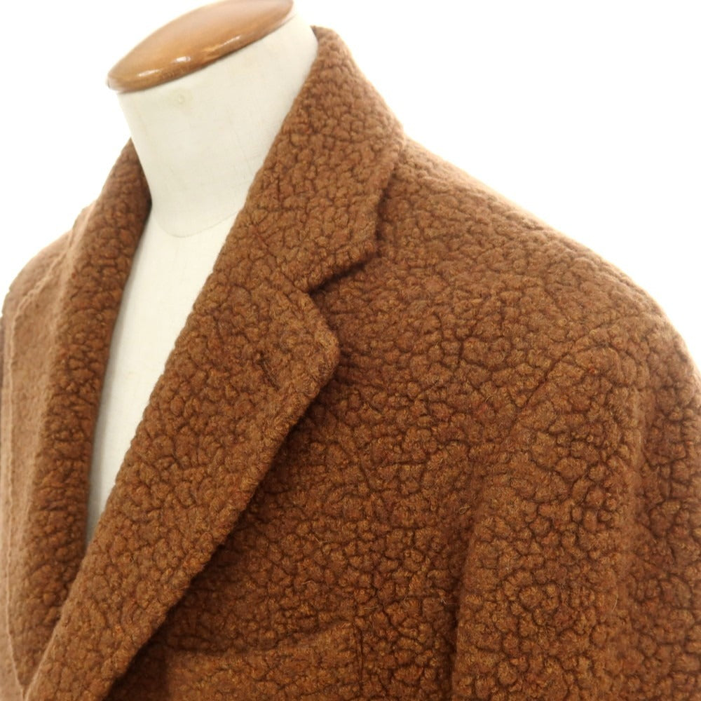 【新品】ドルモア DRUMOHR ウールナイロンポリエステル ボア チェスターフィールドコート ブラウン【 48 】【 状態ランクN 】【 メンズ 】