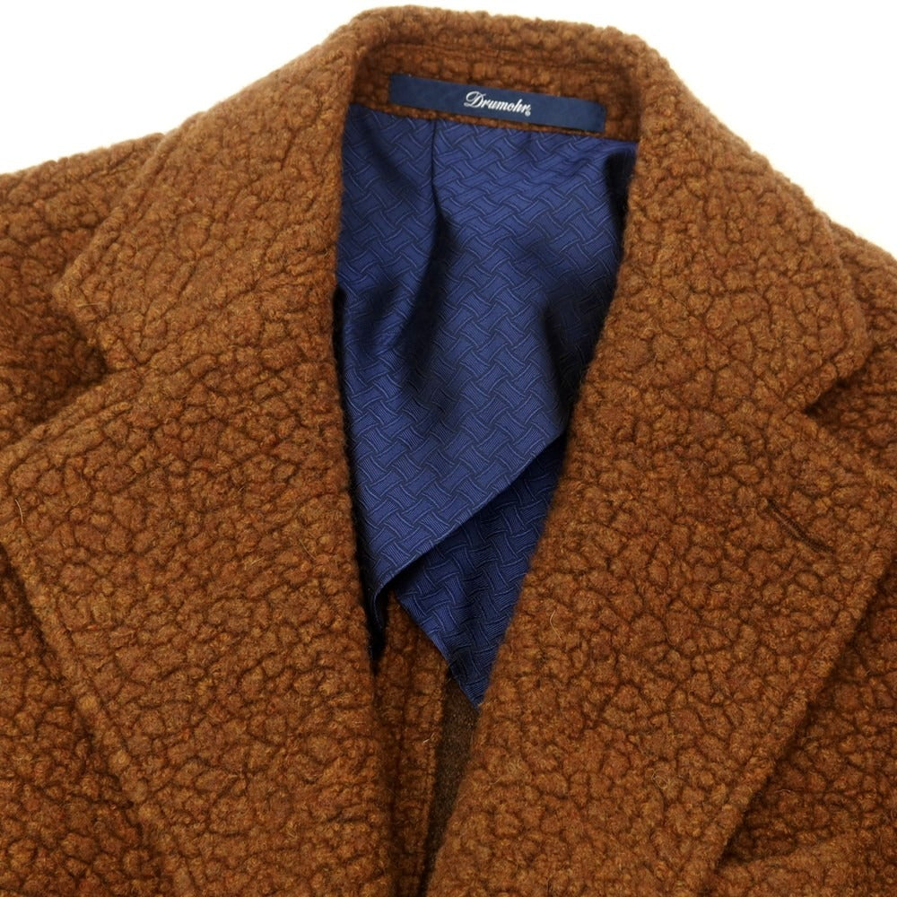 【新品】ドルモア DRUMOHR ウールナイロンポリエステル ボア チェスターフィールドコート ブラウン【 48 】【 状態ランクN 】【 メンズ 】