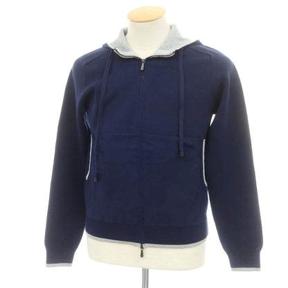 【新品】ドルモア DRUMOHR コットンカシミヤポリウレタン ダブルジップ ニット パーカー ネイビー【 44 】【 状態ランクN 】【 メンズ 】