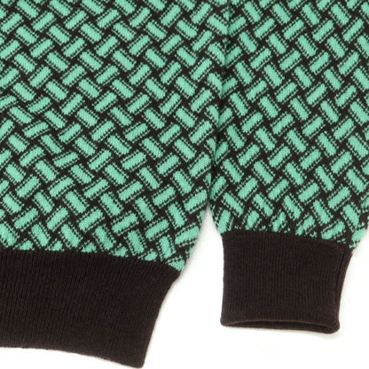 【新品】ドルモア DRUMOHR カシミヤ ビスコッティ柄 タートルネック プルオーバーニット ダークブラウンxミントグリーン【 46 】【 状態ランクN 】【 メンズ 】