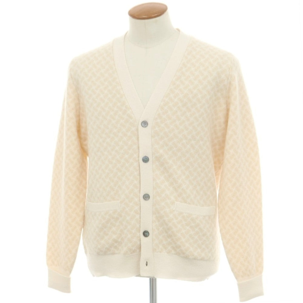 【新品】ドルモア DRUMOHR カシミヤ ビスコッティ柄 カーディガン アイボリーxベージュ【 48 】【 状態ランクN 】【 メンズ 】