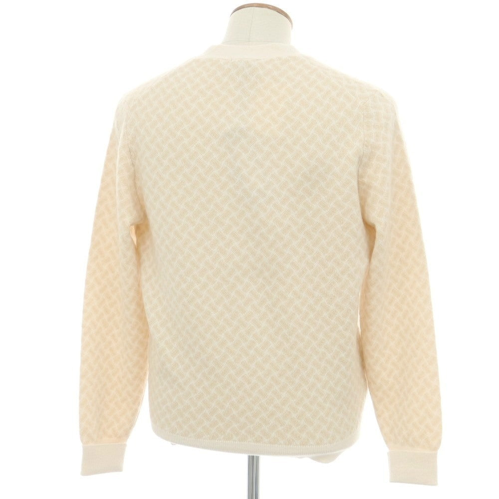 【新品】ドルモア DRUMOHR カシミヤ ビスコッティ柄 カーディガン アイボリーxベージュ【 48 】【 状態ランクN 】【 メンズ 】