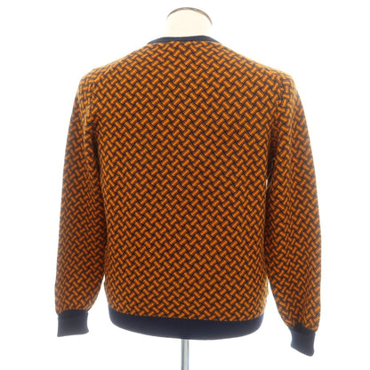 【新品】ドルモア DRUMOHR カシミヤ ビスコッティ柄 クルーネック プルオーバーニット ネイビーxオレンジ【 50 】【 状態ランクN 】【 メンズ 】