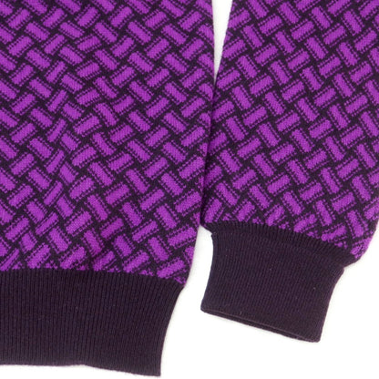 【新品】ドルモア DRUMOHR カシミヤ ビスコッティ柄 クルーネック プルオーバーニット ダークパープルxパープル【 46 】【 状態ランクN 】【 メンズ 】