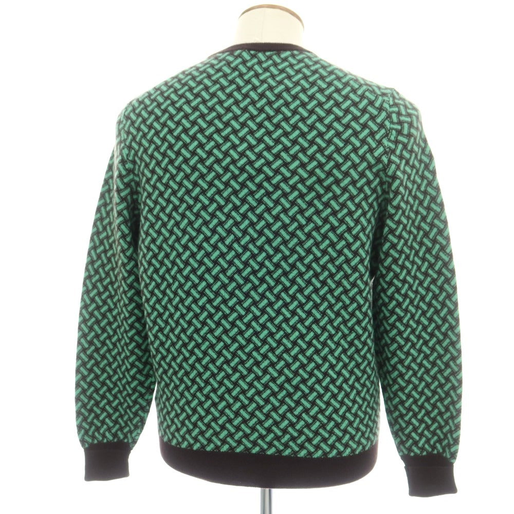 【新品】ドルモア DRUMOHR カシミヤ ビスコッティ柄 クルーネック プルオーバーニット ダークブラウンxミントグリーン【 48 】【 状態ランクN 】【 メンズ 】