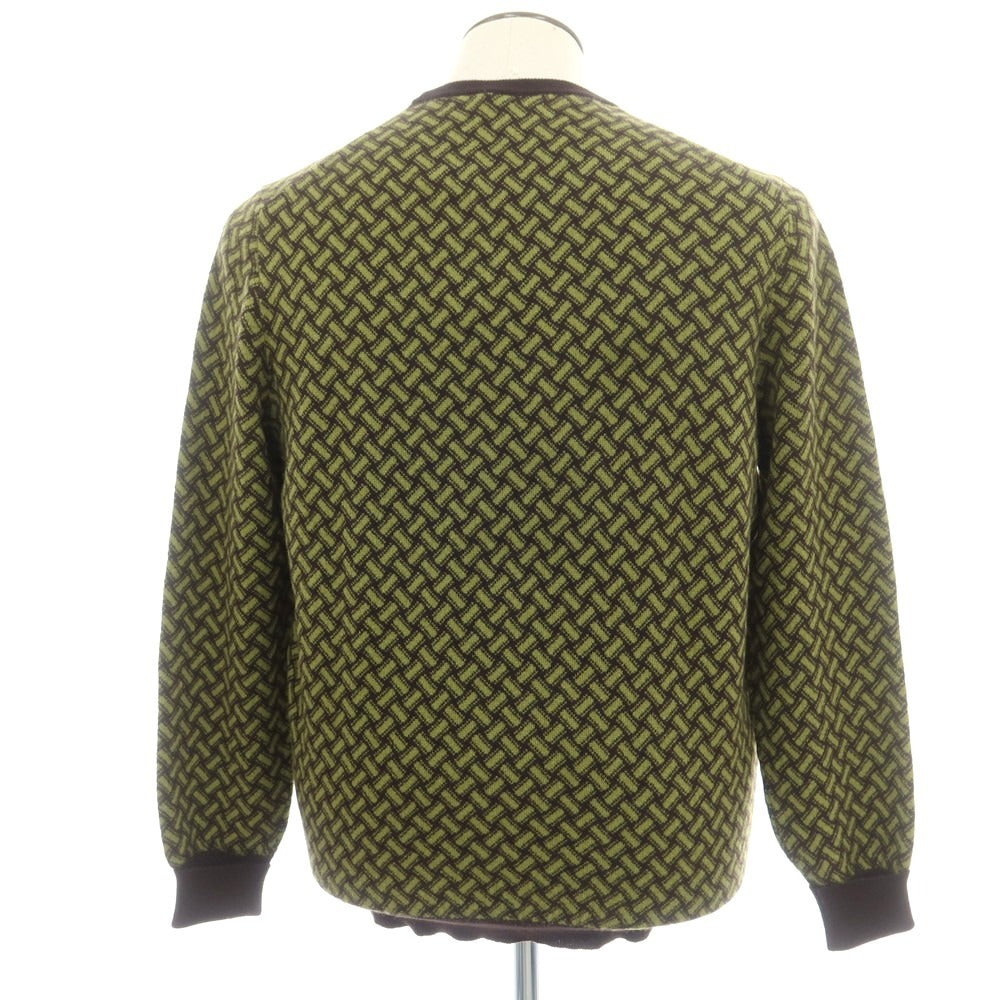 【新品】ドルモア DRUMOHR カシミヤ ビスコッティ柄 クルーネック プルオーバーニット ダークブラウンxライトオリーブ【 52 】【 状態ランクN 】【 メンズ 】