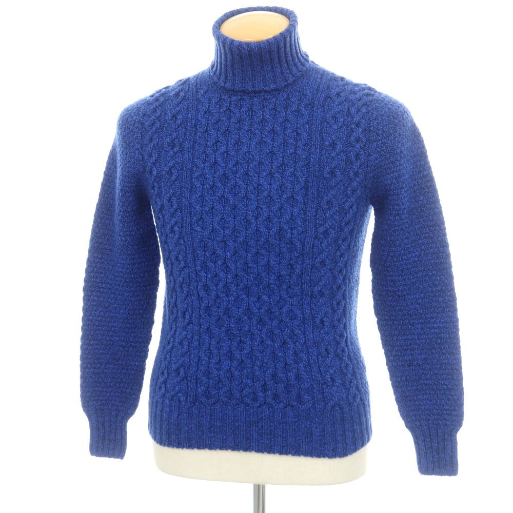 【新品】ドルモア DRUMOHR ラムズウール タートルネック プルオーバーニット ブルーxネイビー【 42 】【 状態ランクN 】【 メンズ 】